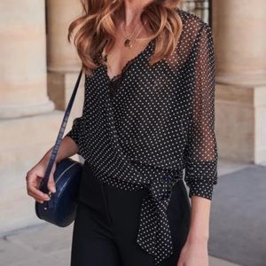 Sezane Dafne Polka Dot Blouse